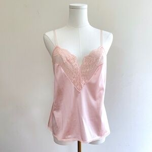 Vintage Pink Lace Cami Top Soft Girl Coquette Feminine Y2K Babydoll Lingererie
